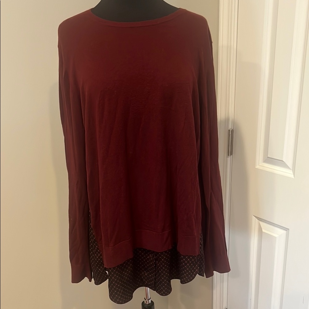 Women's Burgundy Long Sleeve Top